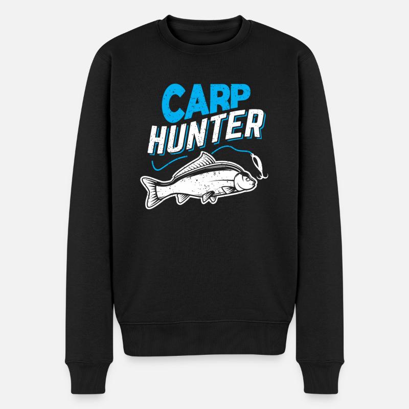 Carp Hunter Angler Angeln Angelrute Geschenk - Männer Premium Bio Pullover - Schwarz
