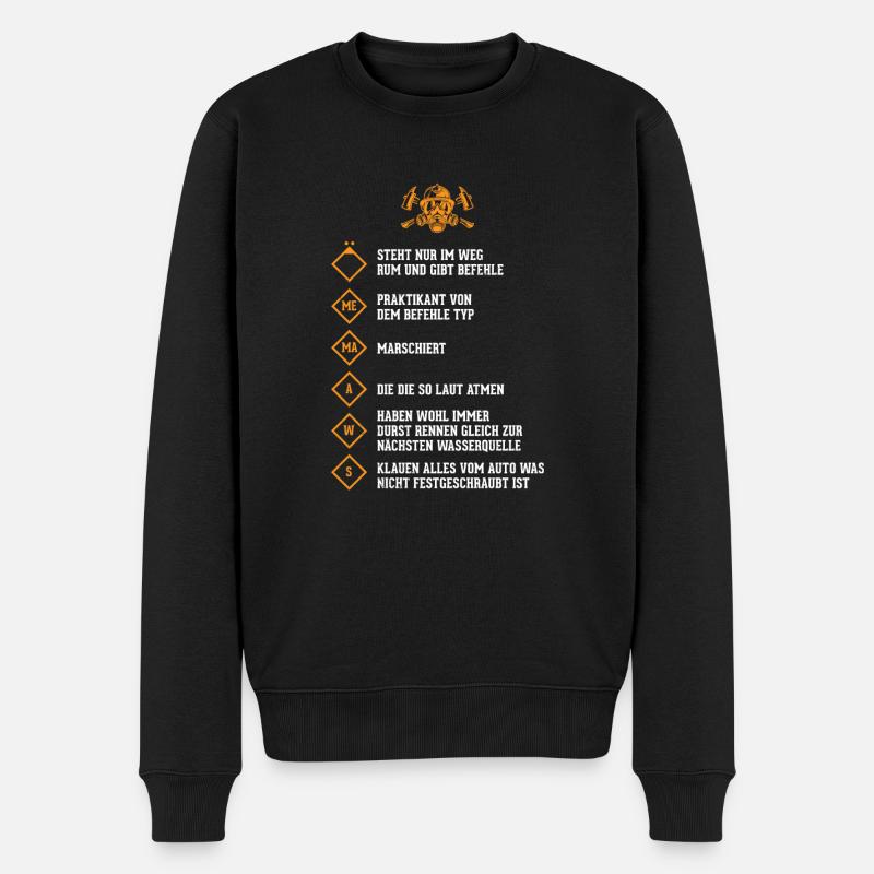 Feuerwehr Abkürzungen Feuerwehrmann - Männer Premium Bio Pullover - Schwarz