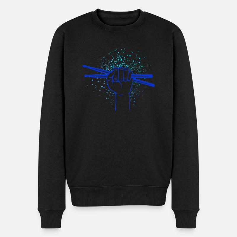 Schlagzeug Drumsticks Musiker - Männer Premium Bio Pullover - Schwarz
