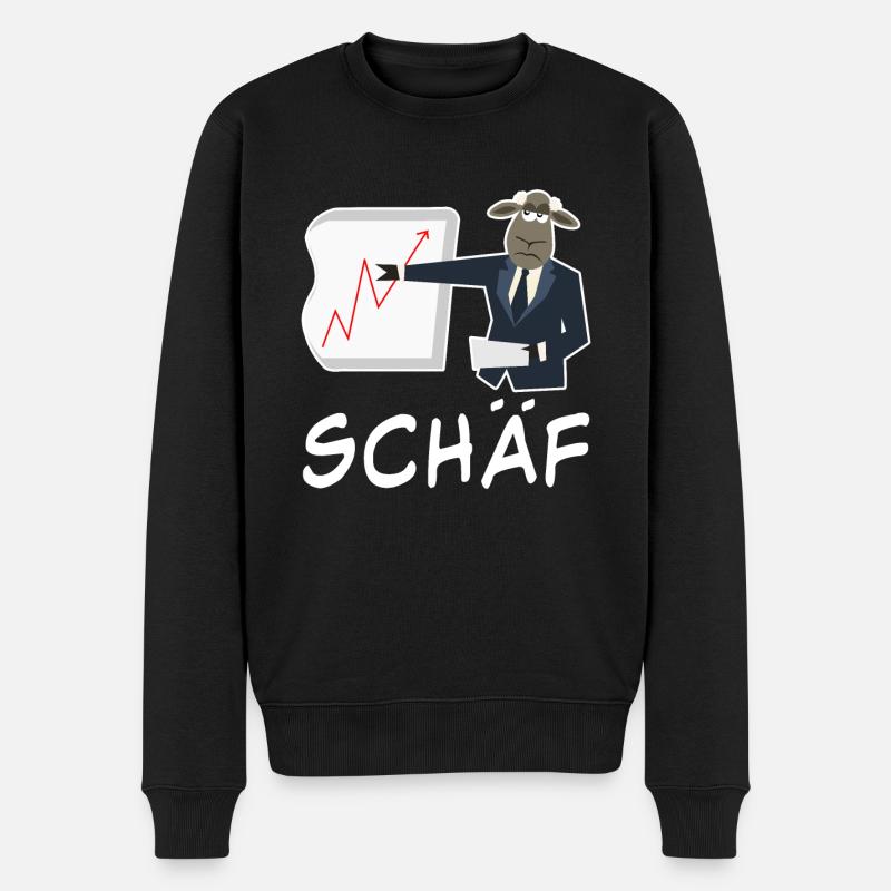 Schaf lustiger Chef Wortspiel Spruch - Männer Premium Bio Pullover - Schwarz