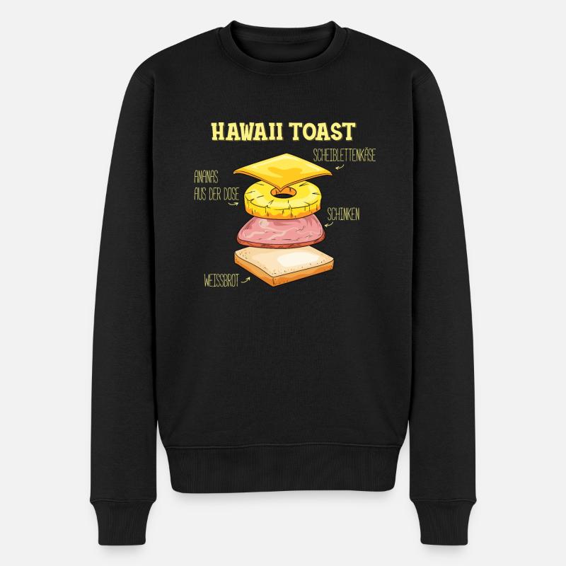 Hawaii Toast - Männer Premium Bio Pullover - Schwarz