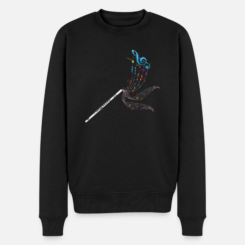 Flöte Instrument Musiker - Männer Premium Bio Pullover - Schwarz