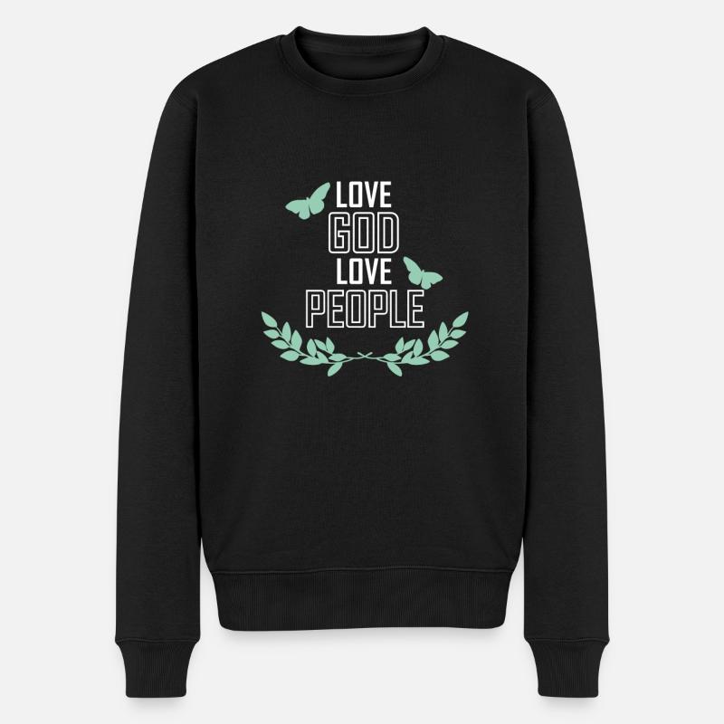 Love God Love People Bibel Christlich - Männer Premium Bio Pullover - Schwarz