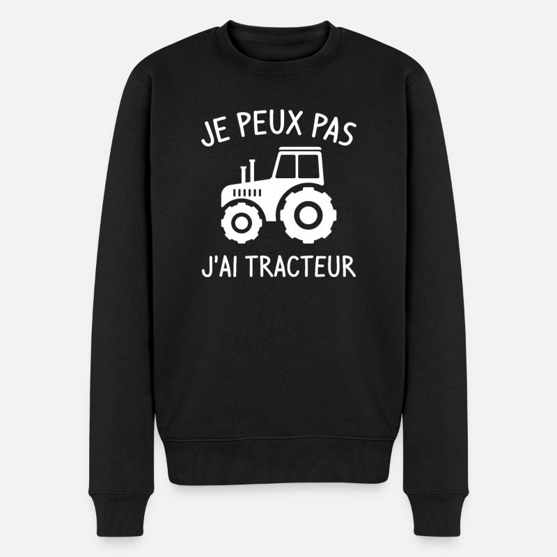 je peux pas J'ai tracteur Humour Cadeau - Männer Premium Bio Pullover - Schwarz