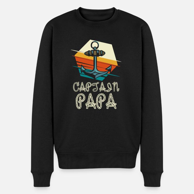 Captain Papa Segeln Vatertag Geschenk - Männer Premium Bio Pullover - Schwarz