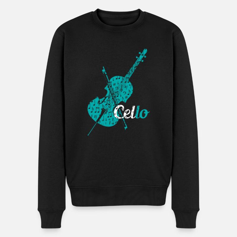 Cello Geige - Männer Premium Bio Pullover - Schwarz