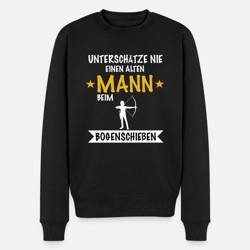 Bogenschießen Bogenschütze Bogen Geschenk - Männer Premium Bio Pullover - Schwarz