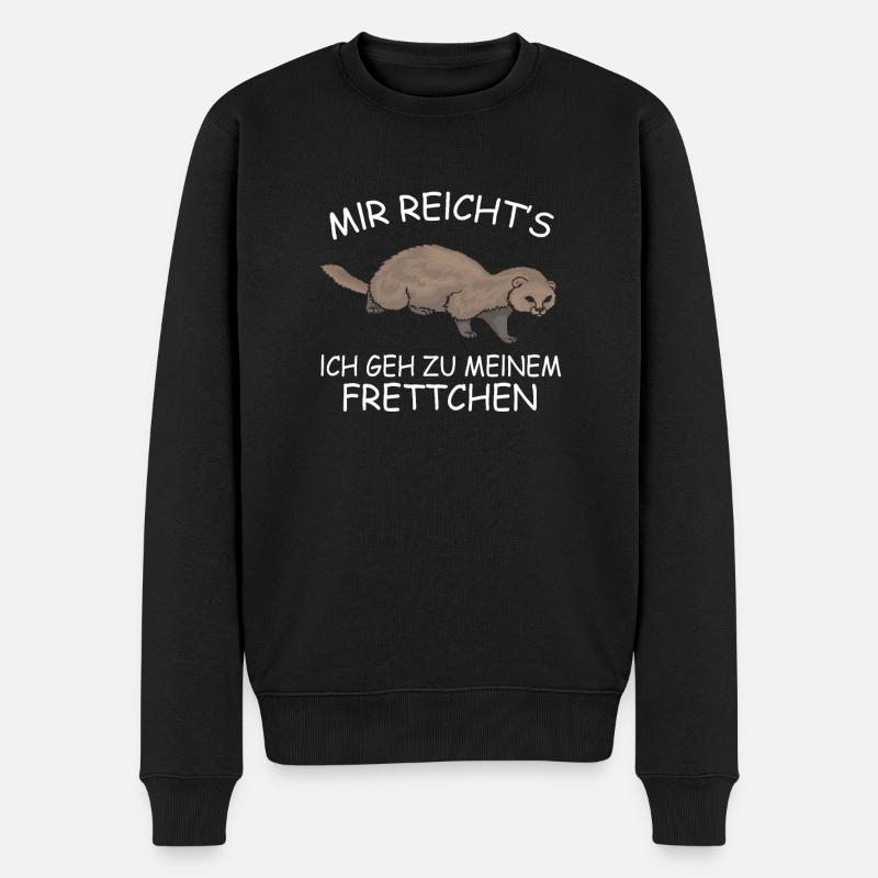 Mir reicht's ich geh zu meinem Frettchen Wiesel - Männer Premium Bio Pullover - Schwarz