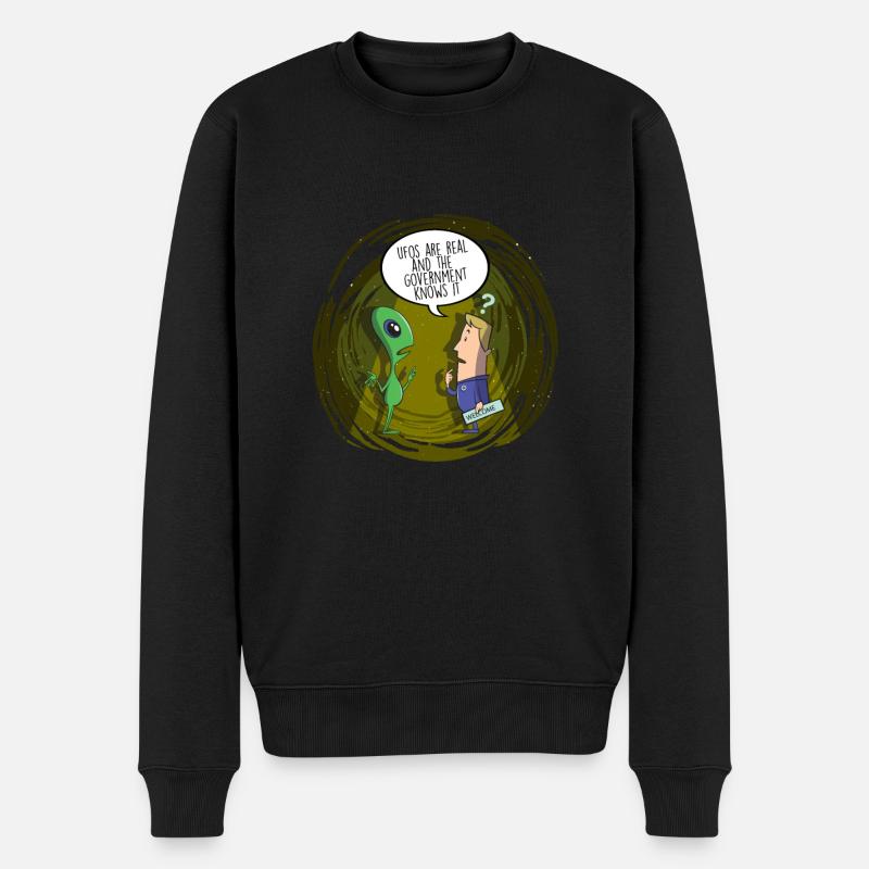 UFOS sind echte Alien Believer Aliens - Männer Premium Bio Pullover - Schwarz