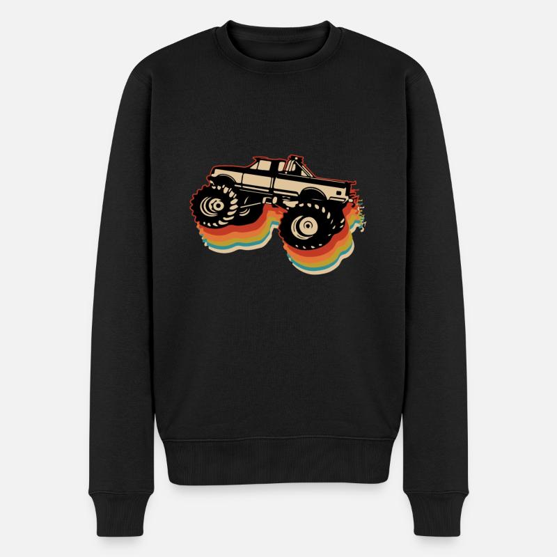 Retro Monstertruck - Männer Premium Bio Pullover - Schwarz