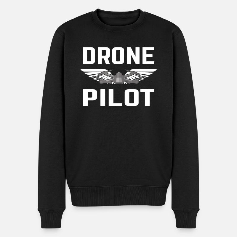 Drohne Drohnen Pilot Drone Quadrocopter Geschenk - Männer Premium Bio Pullover - Schwarz