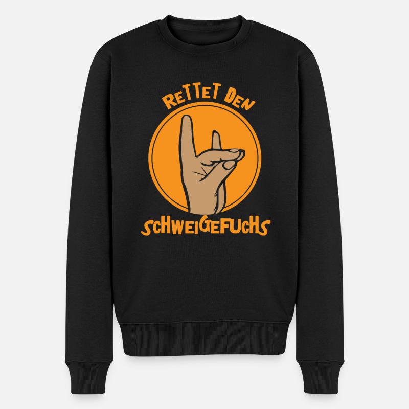 Schweigefuchs Leisefuchs Geschenkidee Geschenk - Männer Premium Bio Pullover - Schwarz