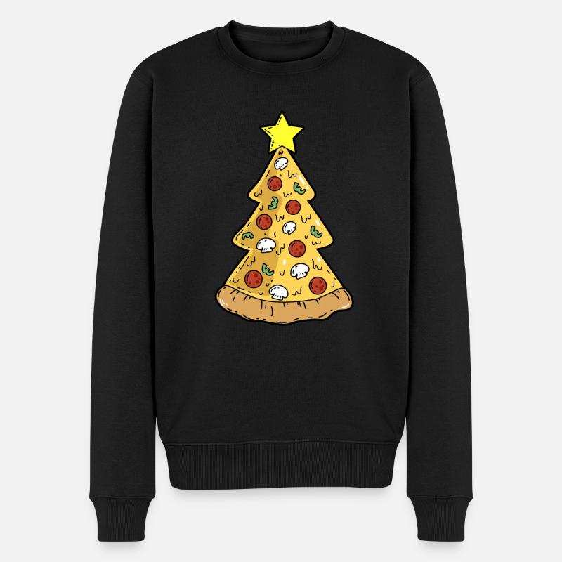 Pizza Weihnachtsbaum Weihnachten Winter - Männer Premium Bio Pullover - Schwarz
