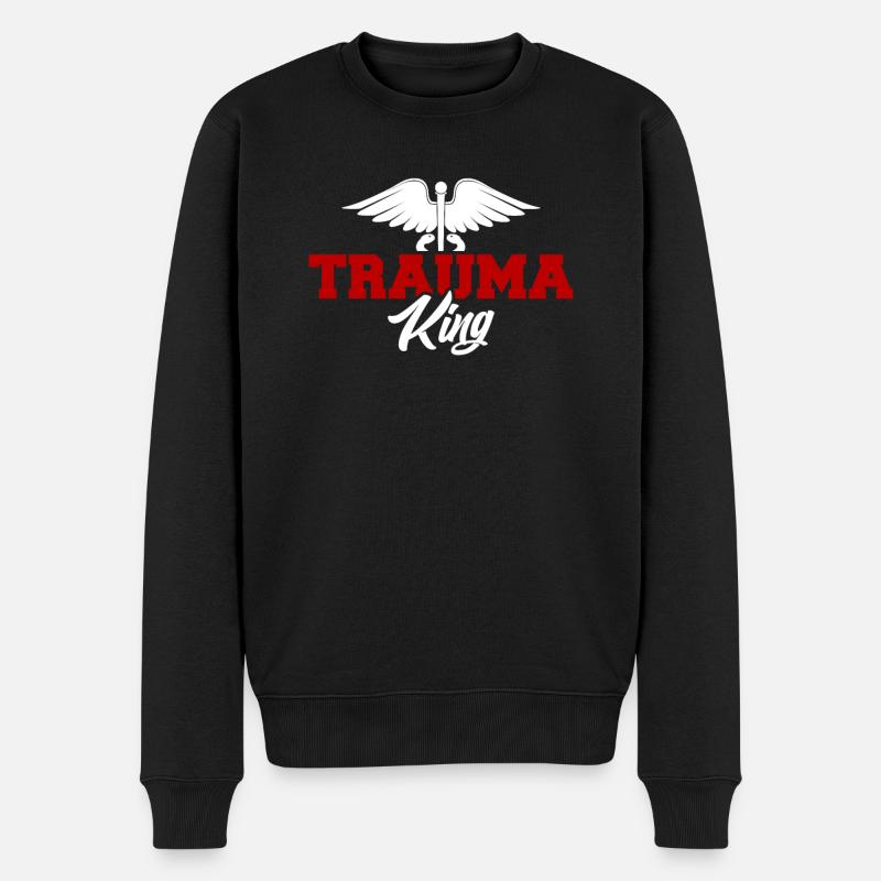 Trauma König - Männer Premium Bio Pullover - Schwarz
