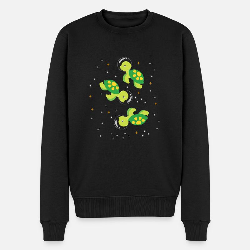 Schildkröte Astronaut Weltraum - Männer Premium Bio Pullover - Schwarz