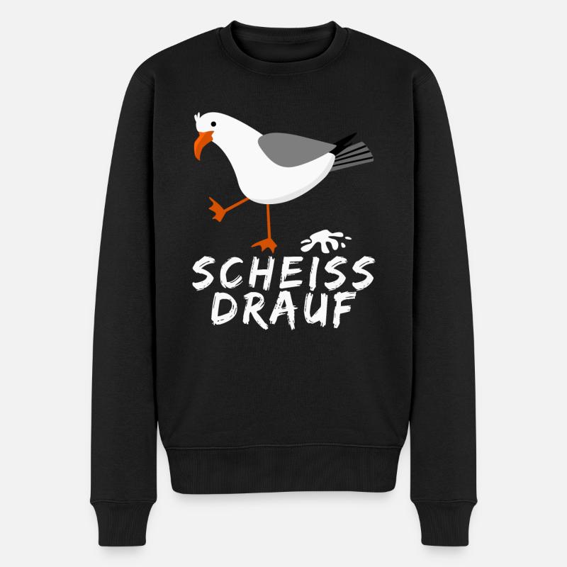 Möwe - lustiger Scheiss drauf Spruch - Männer Premium Bio Pullover - Schwarz