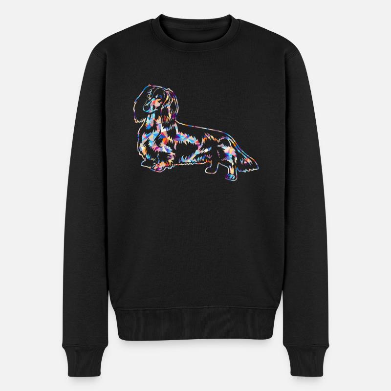 Dackel geometrische Hemden - Männer Premium Bio Pullover - Schwarz