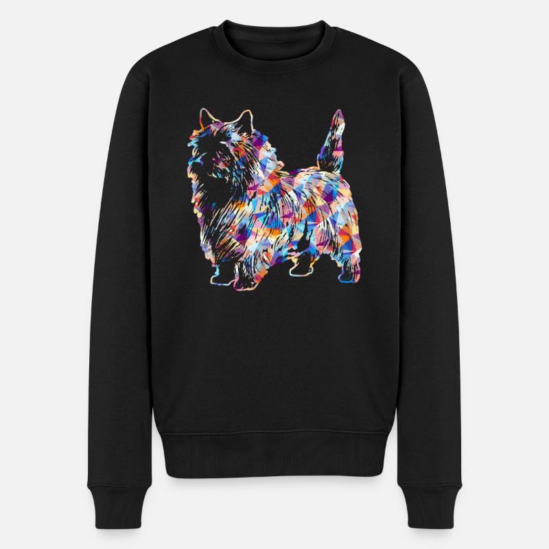 Cairn Terrier geometrische Hemden - Männer Premium Bio Pullover - Schwarz