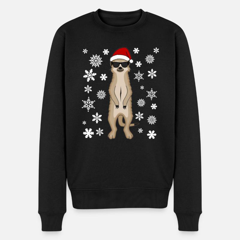 Lustiges Erdmännchen Santa Weihnachten Geschenk - Männer Premium Bio Pullover - Schwarz