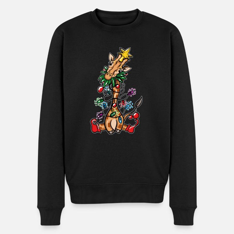 Weihnachtsgiraffe - Männer Premium Bio Pullover - Schwarz