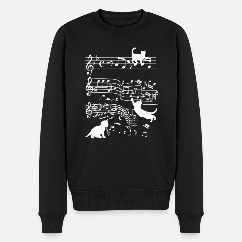 Cadeau drôle de clé de musicien de chats - Pull Premium bio Homme - noir