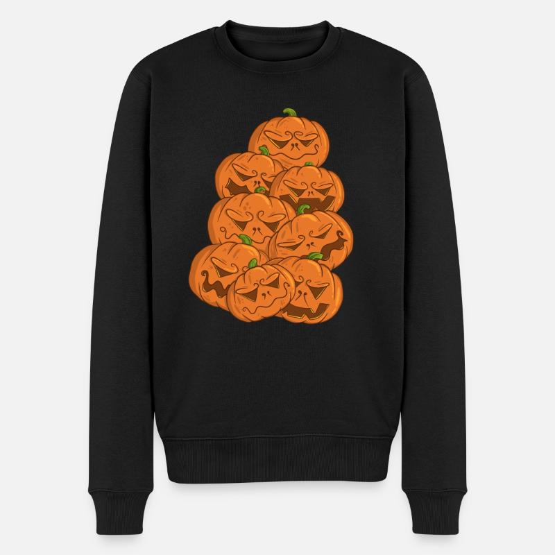 Kürbislaterne - Männer Premium Bio Pullover - Schwarz
