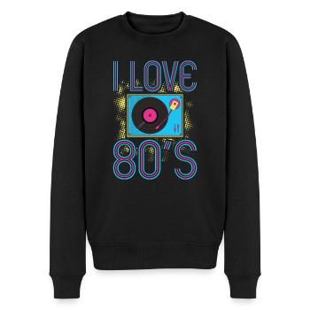 80er jahre 80er jahre Kostüm I Love 80s - Männer Premium Bio Pullover - Schwarz - Vorne - Nico (187cm)