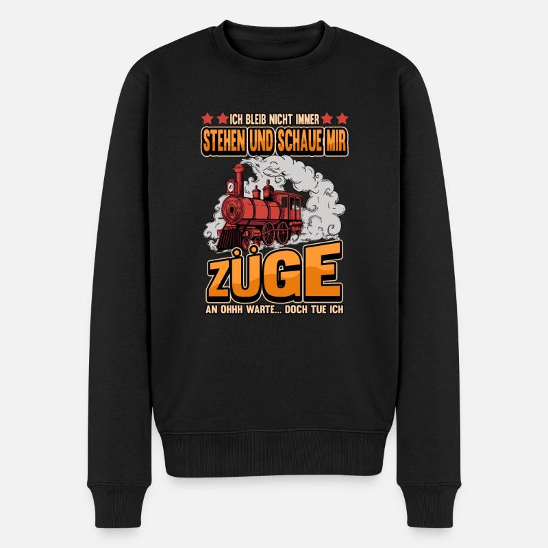 Lustig Zug Züge Bahn Lok Spruch Dampflok Geschenk - Männer Premium Bio Pullover - Schwarz