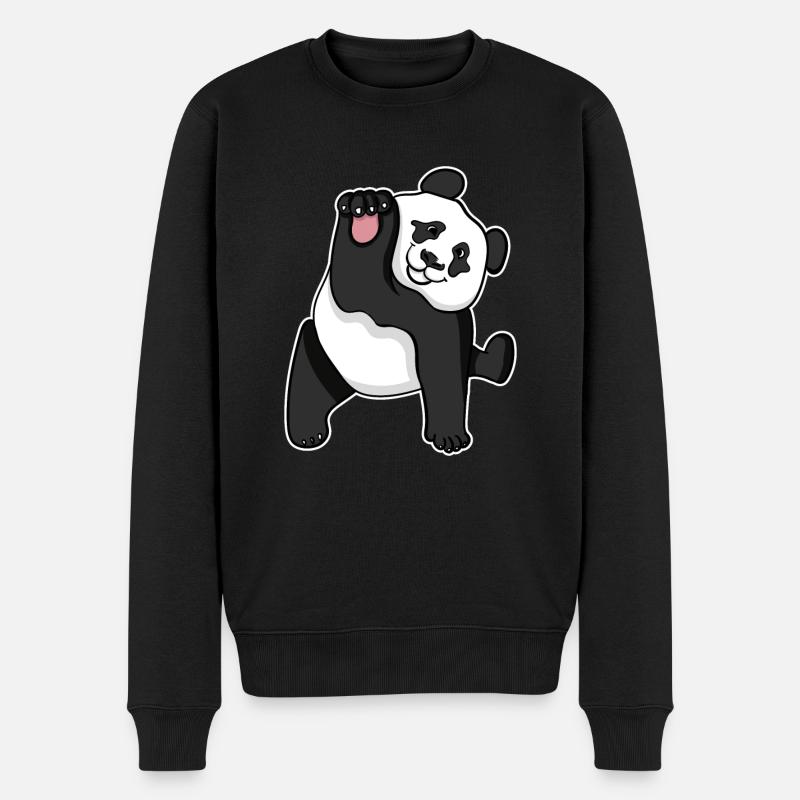 Panda - Männer Premium Bio Pullover - Schwarz