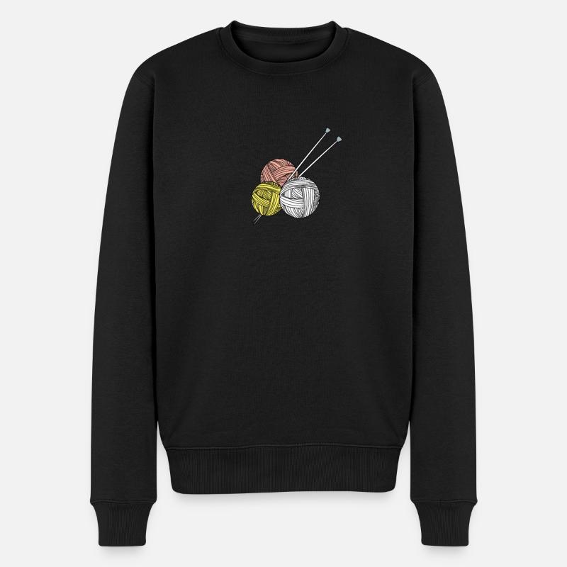 Stricken Handarbeit Garn - Männer Premium Bio Pullover - Schwarz