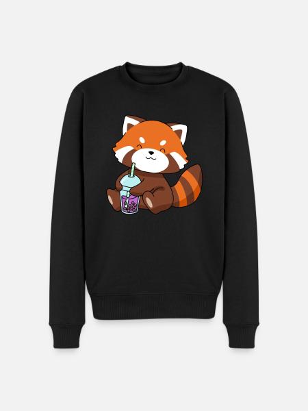 Röd panda bubbla te gåva Boba te röd panda - Ekologisk premiumtröja herr - svart