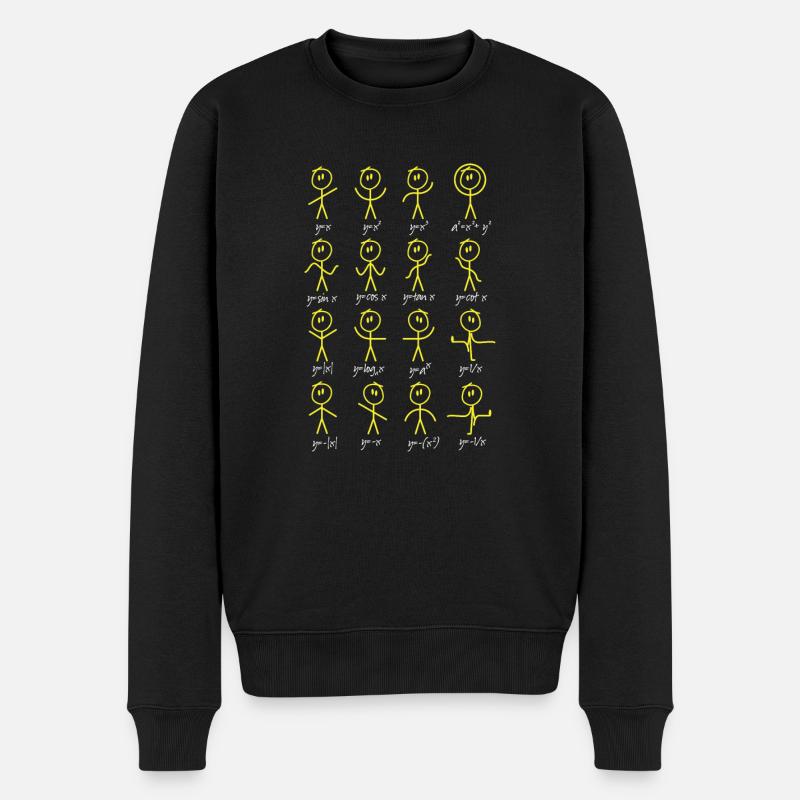 Funny Math Stick Figures Doing Functions - Männer Premium Bio Pullover - Schwarz