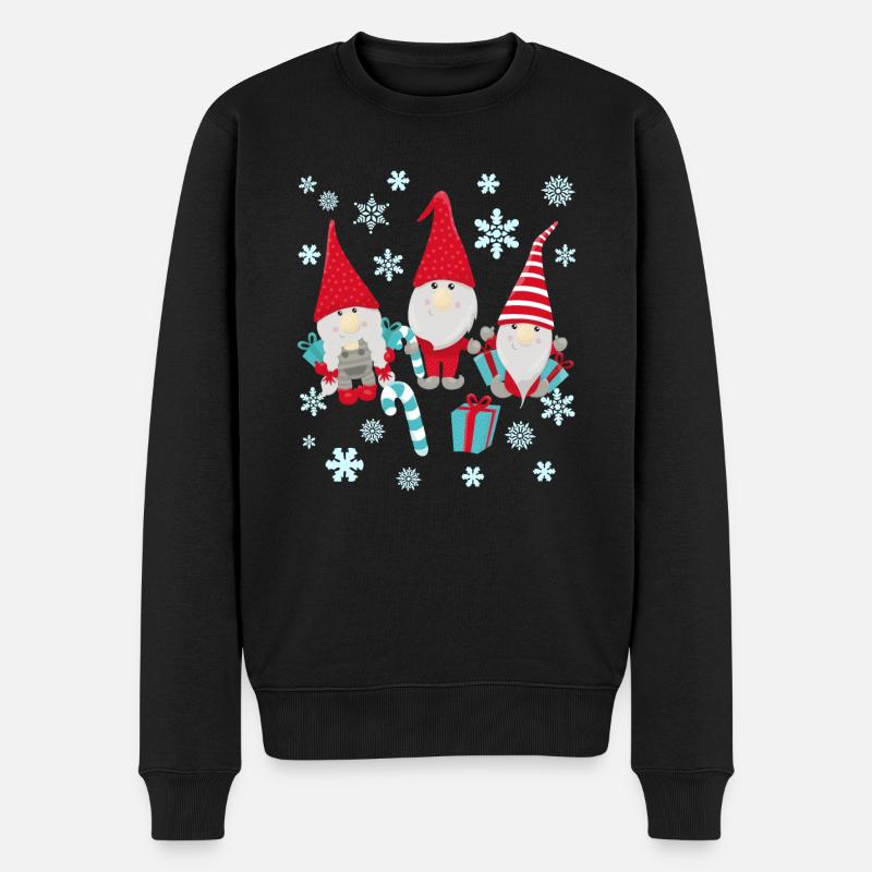 Niedliche Zwerge Weihnachten Geschenk Geschenkidee - Männer Premium Bio Pullover - Schwarz