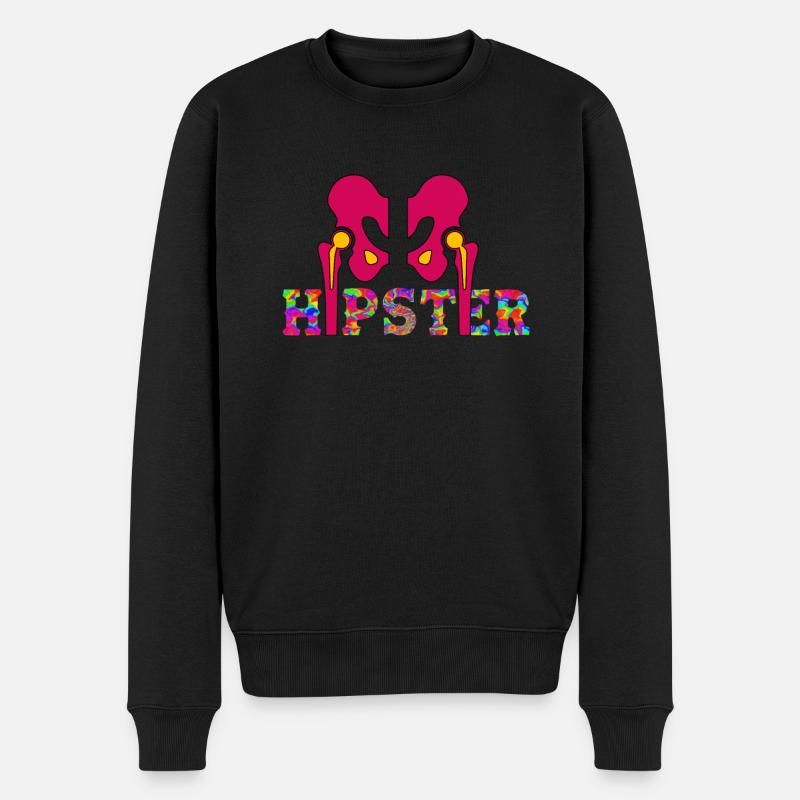 Funny Hipster HüftOP Design - Männer Premium Bio Pullover - Schwarz
