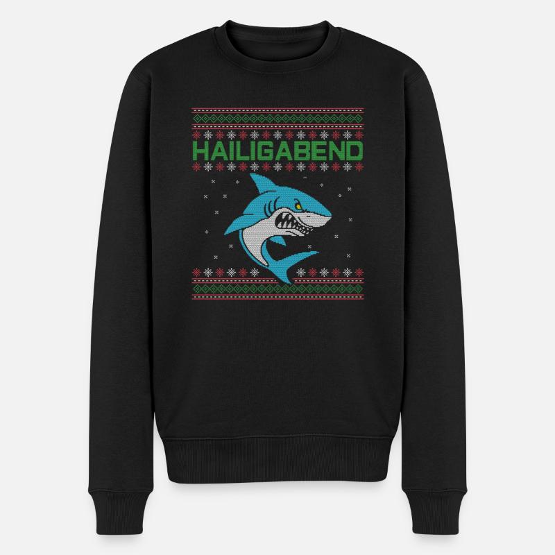 Weihnachten Angeln Angler Fischen Ugly Xmas - Männer Premium Bio Pullover - Schwarz