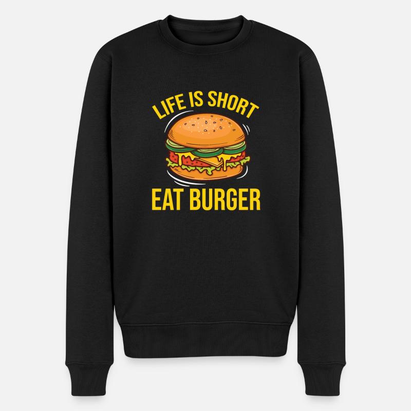 Burger Hamburger Cheeseburger - Männer Premium Bio Pullover - Schwarz