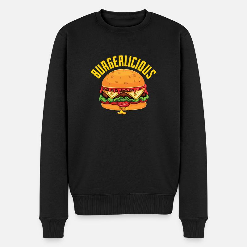 Burger Hamburger Cheeseburger - Pull Premium bio Homme - noir