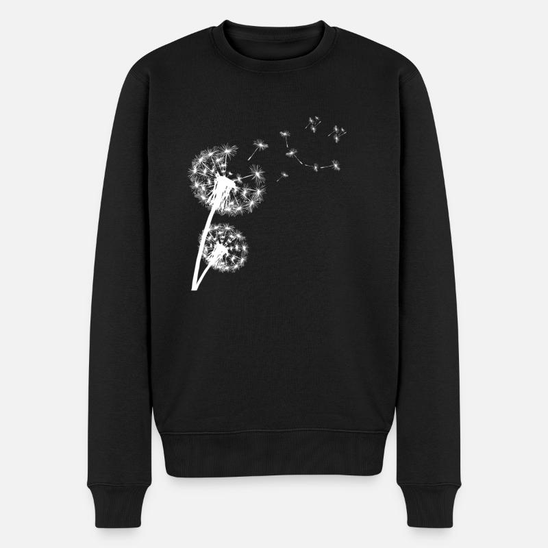 Pusteblume mit glücklichem Lächeln - Männer Premium Bio Pullover - Schwarz