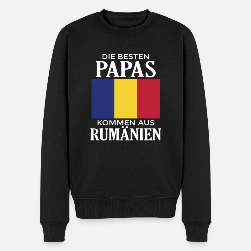 Besten Papas Aus Rumänien Vater Rumäne Heimat - Männer Premium Bio Pullover - Schwarz