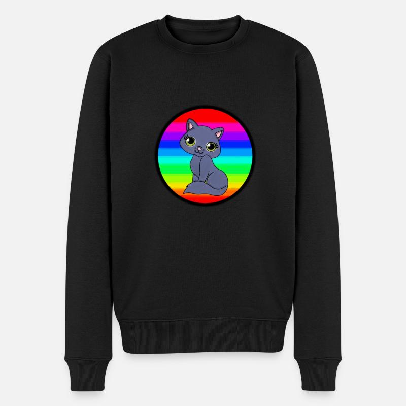 Katze im coolen Hintergrund - Männer Premium Bio Pullover - Schwarz