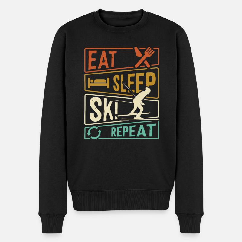 Eat Sleep Ski Repeat - Skieur - Pull Premium bio Homme - noir