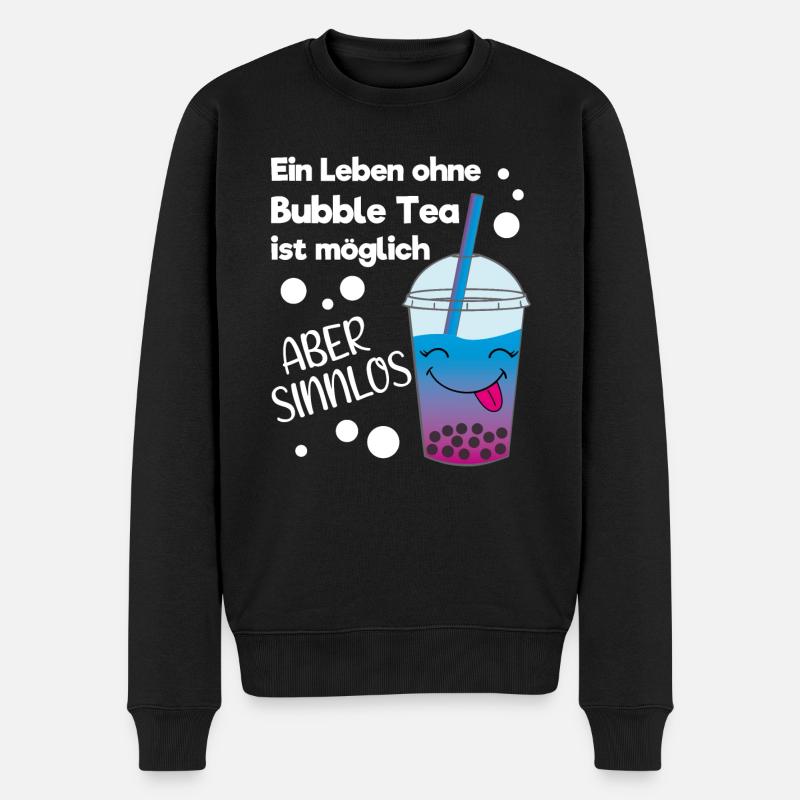 Lustiges Kawaii Bubble Tea Liebhaber Geschenk - Männer Premium Bio Pullover - Schwarz
