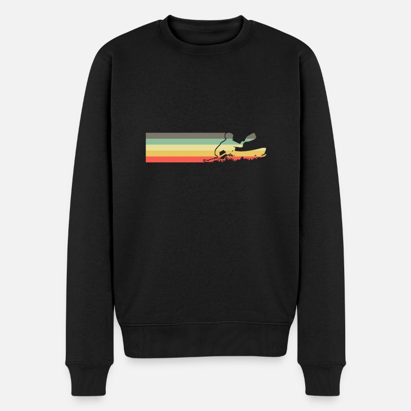 Retro Kajak Kayak Kajaker - Männer Premium Bio Pullover - Schwarz