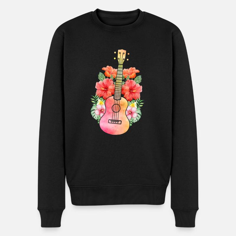 Uke Ukulele - Männer Premium Bio Pullover - Schwarz