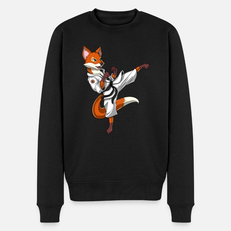 Fuchs Karate - Männer Premium Bio Pullover - Schwarz