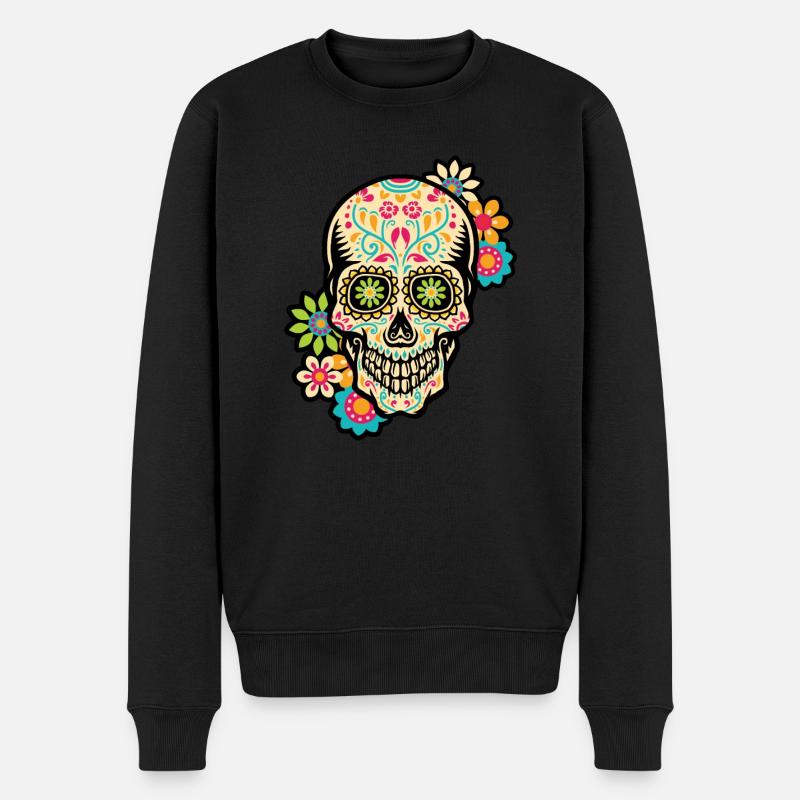 Zuckerschädel, Tag der Toten, Dia de los Muertos - Männer Premium Bio Pullover - Schwarz