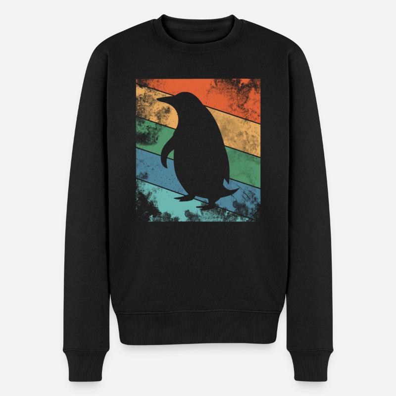 Rétro Pingouin Coloré - Pull Premium bio Homme - noir