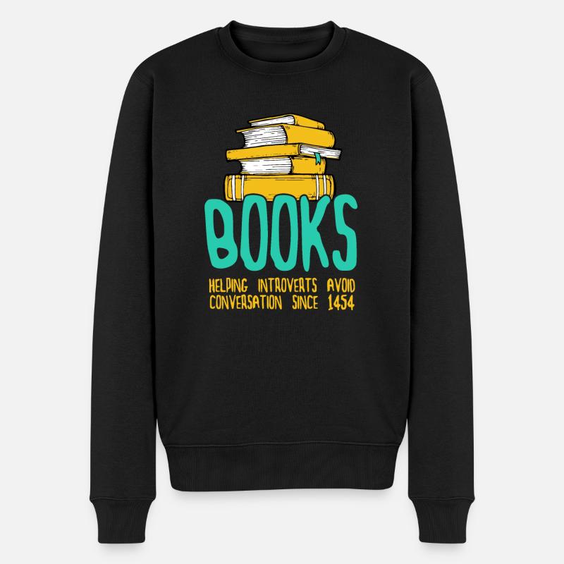Bücher für Introvertierte - Männer Premium Bio Pullover - Schwarz