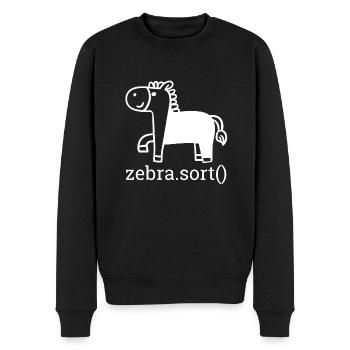"Zebra Sort" | Programmer - Männer Premium Bio Pullover - Schwarz - Vorne - Nico (187cm)