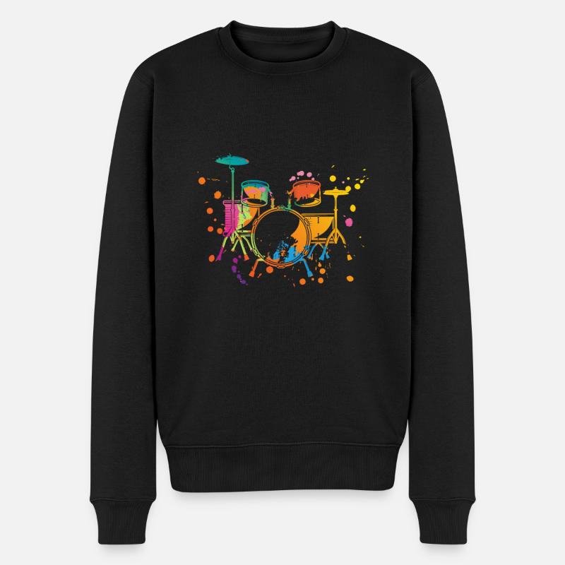 Schlagzeug Splash - Männer Premium Bio Pullover - Schwarz